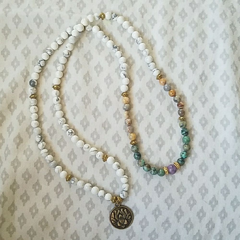 Semiprecious stone necklace/wrap bracelet